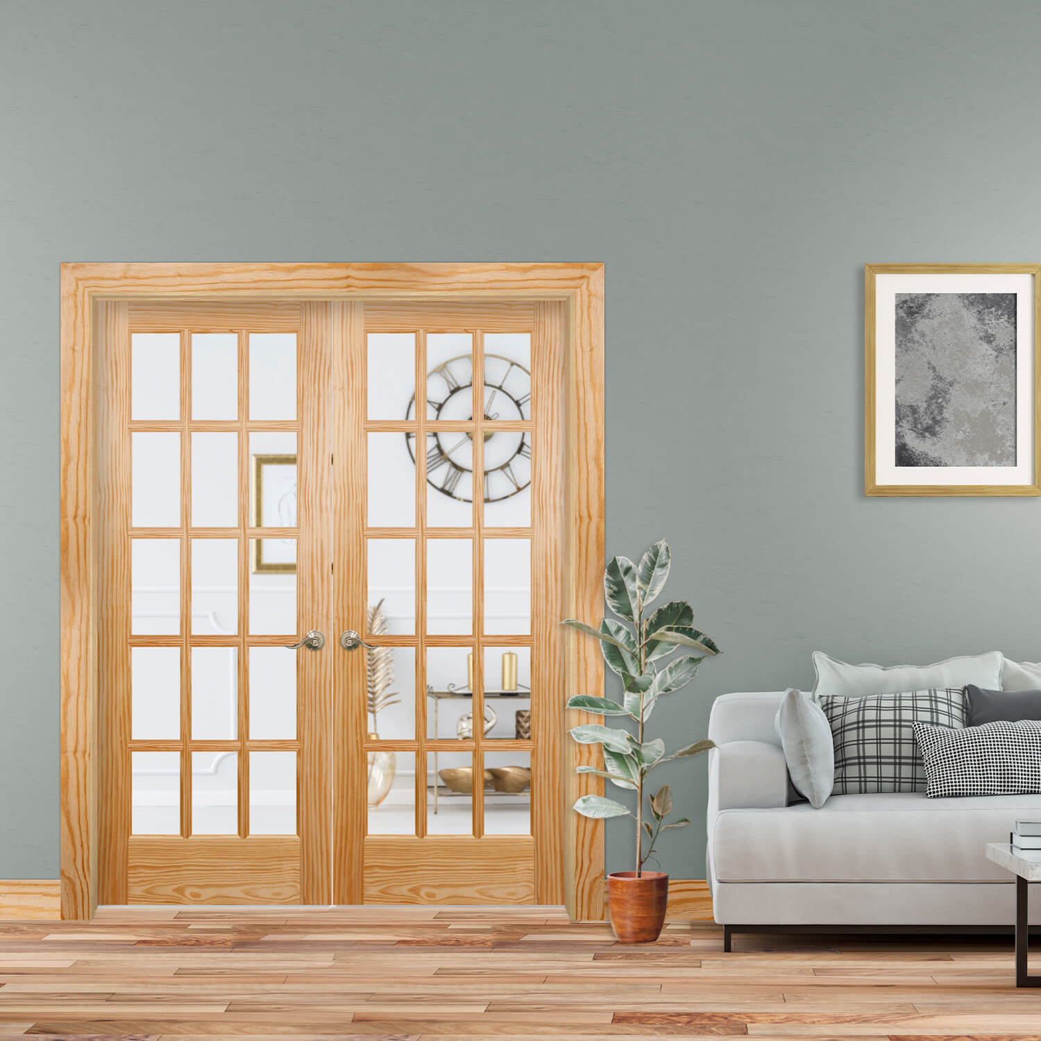 Pine Woodlite Double Doors Shown Clear Sealed